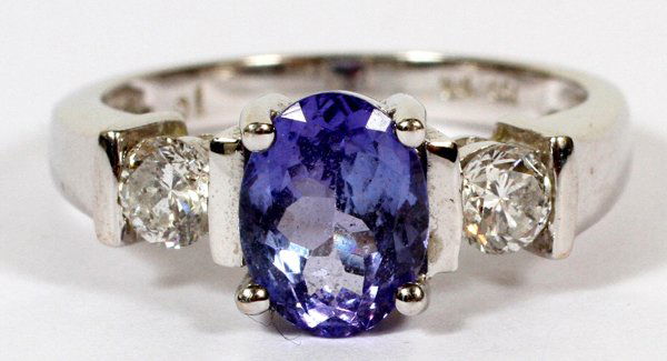 TANZANITE RING GOLD SETTING W/ ACCENT DIAMONDS (1 of 2)