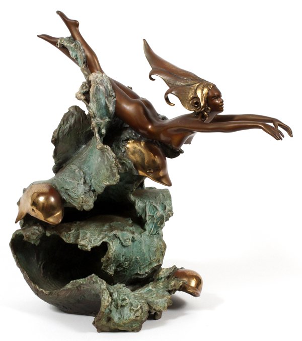 ANGELO BASSO POLYCHROME BRONZE SCULPTURE DATED 1987 (1 of 3)