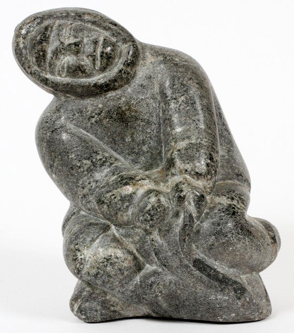 ESKIMO STONE CARVING SIGNED & NUMBERED GREY COLOR (1 of 2)