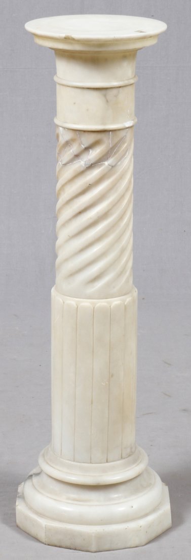 WHITE MARBLE PEDESTAL C. 1900 (1 of 2)