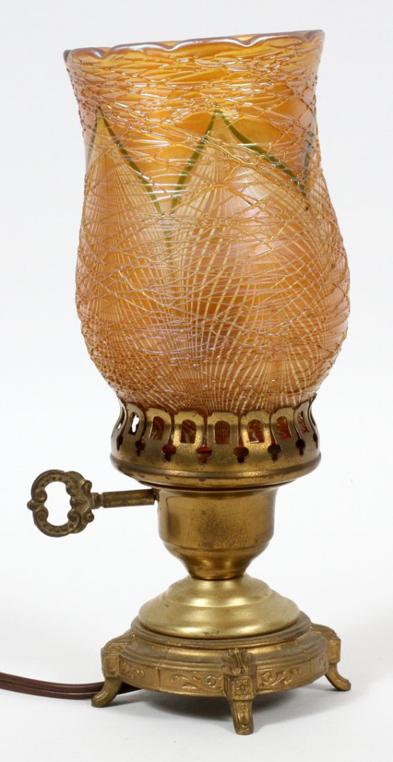 SIGNED QUEZAL GLASS SHADE THREAD OVERLAY DESIGN (1 of 3)