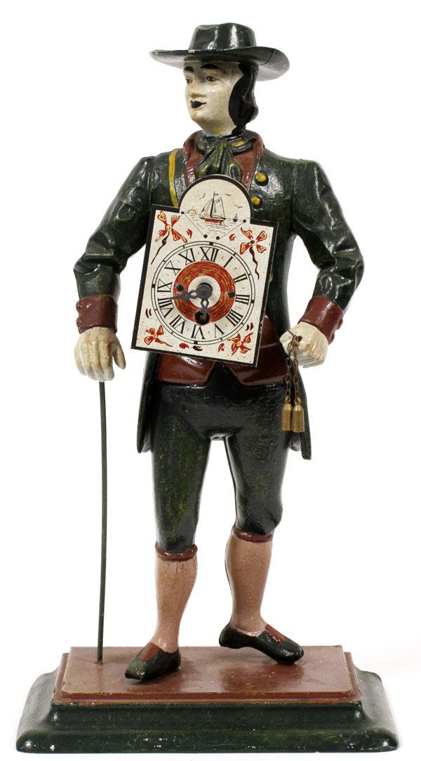 TOLE FIGURE, PILGRIM W/ CLOCK (1 of 2)
