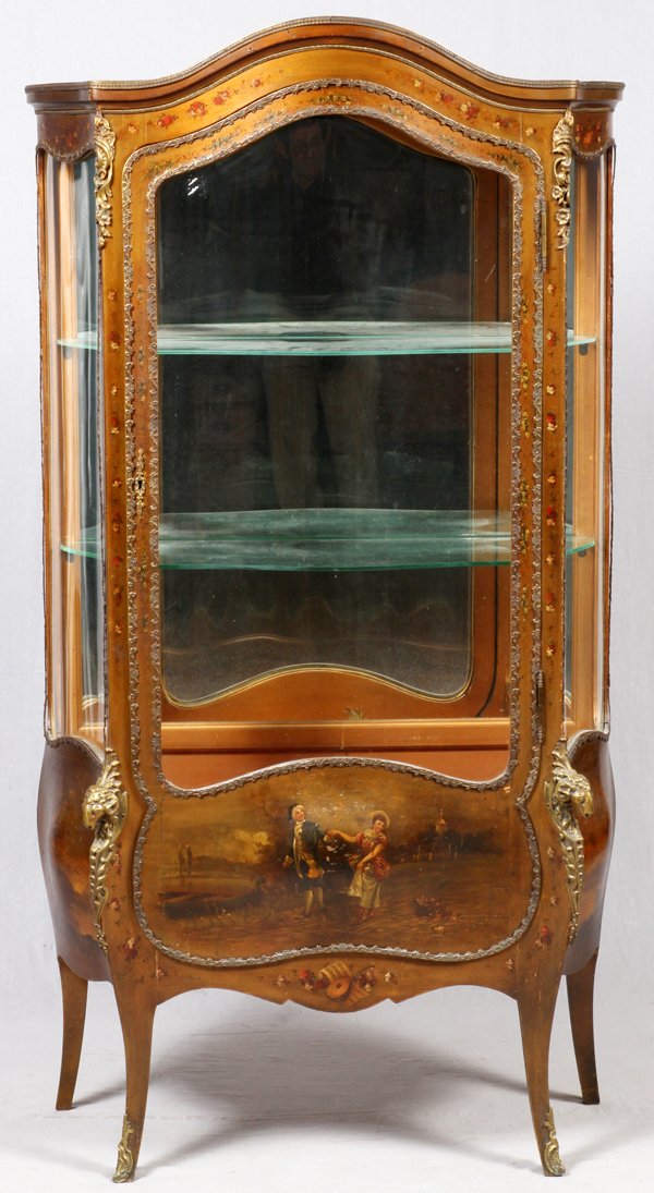 FRENCH HAND PAINTED AND BRONZE ORMOLU VITRINE (1 of 4)
