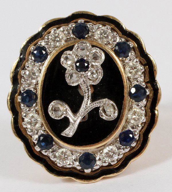 VINTAGE 0.50CT DIAMOND 0.50CT SAPPHIRE & ONYX RING (1 of 2)