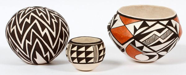 LUCY M. LEWIS POLYCHROME ACOMA POTTERY BOWLS (1 of 2)