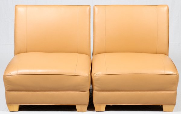 CUSTOM MADE LEATHER CHAIRS PAIR (1 of 2)