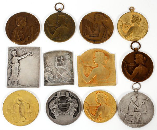 BRONZE & PATINATED METAL, MEDALS, 12 PIECES (1 of 2)
