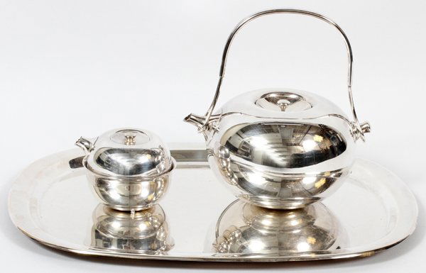 VIVIANNA TORUN BULOW-HUBE TEAPOT, CREAMER & TRAY (1 of 2)