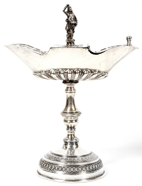CONTINENTAL SILVER FIGURAL INCENSE BOAT 19TH C. (1 of 4)