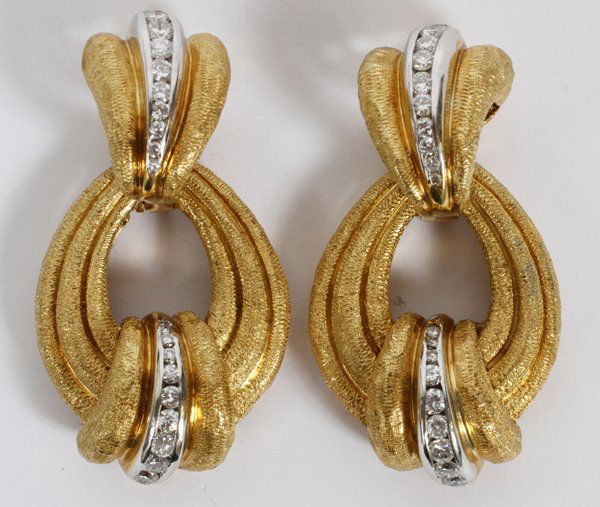 HENRY DUNAY GOLD & DIAMOND EARRINGS (1 of 2)