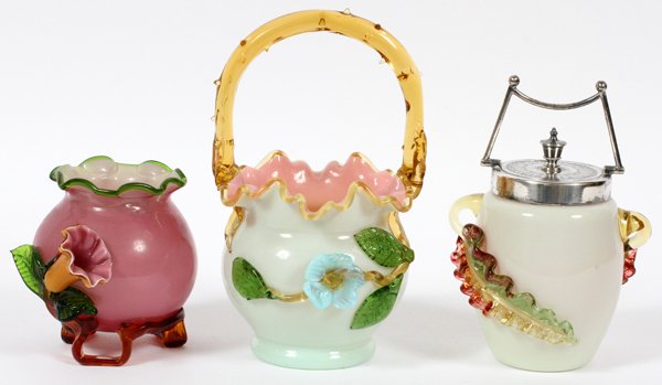 STEVENS & WILLIAMS ENGLISH GLASS VASE, JAR & BASKET (1 of 1)