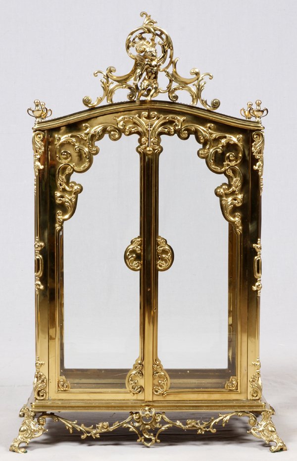 FRENCH STYLE GILT BRONZE TABLETOP CURIO VITRINE (1 of 3)