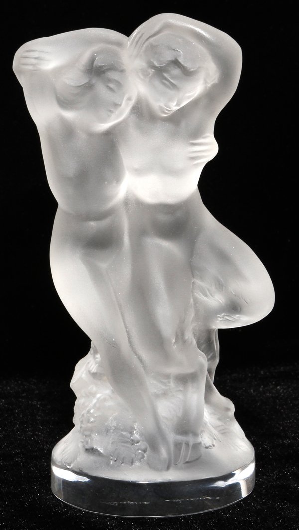 LALIQUE FROSTED GLASS GROUP OF TWO FIGURES (1 of 1)
