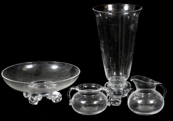 STEUBEN GLASS TABLEWARE FOUR PIECES (1 of 1)
