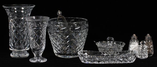 WATERFORD CRYSTAL TABLEWARE & VASES, EIGHT PIECES (1 of 1)