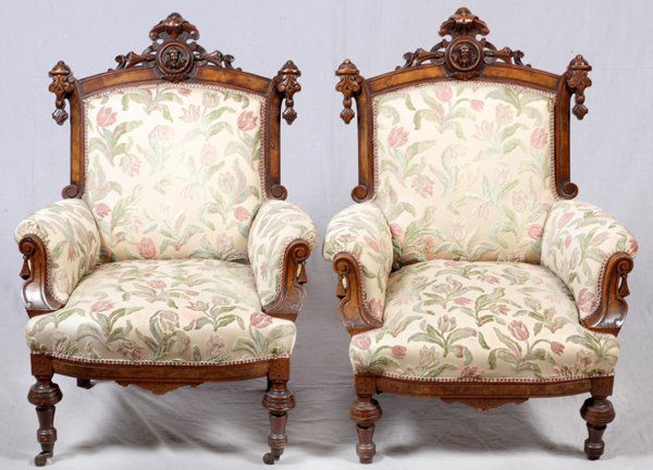 JOHN JELLIFF AMERICAN VICTORIAN WALNUT ARMCHAIRS (1 of 3)