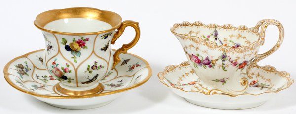MEISSEN PORCELAIN CUP & SAUCER & DRESDEN SAUCE BOAT (1 of 2)