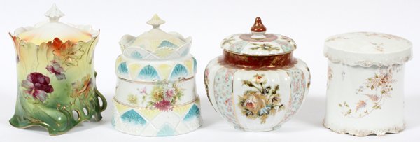 GERMAN PORCELAIN BISCUIT JARS, FOUR (1 of 1)