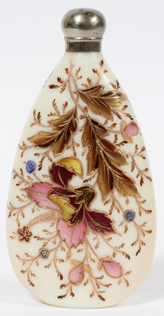 CONTINENTAL FIRED GOLD&PAINTED GLASS PERFUME BOTTLE (1 of 2)