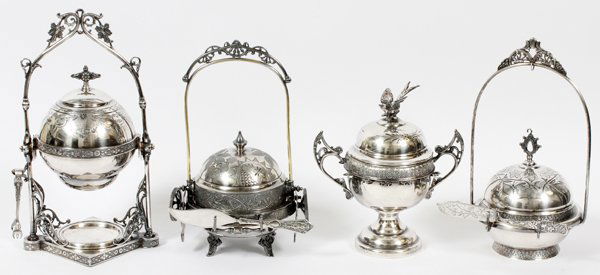AMERICAN SILVERPLATE SUGAR BOWL & BUTTER DOMES (1 of 3)