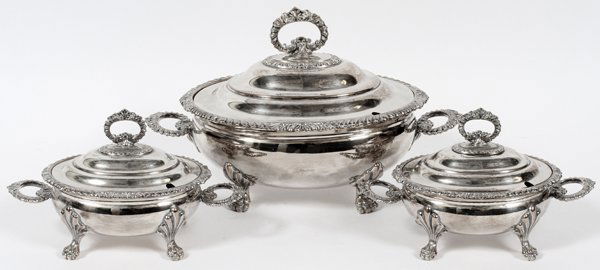 SILVERPLATE COVERED SERVING DISHES 3 PIECES (1 of 1)