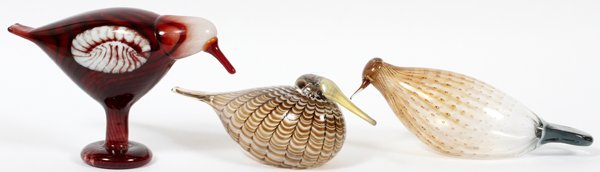 OIVA TOIKKA FOR IITTALA GLASS BIRD SCULPTURES THREE (1 of 2)