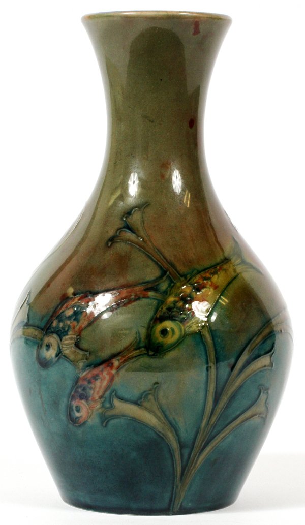 MOORCROFT POTTERY VASE W/ FISH MOTIF C. 1930 (1 of 9)