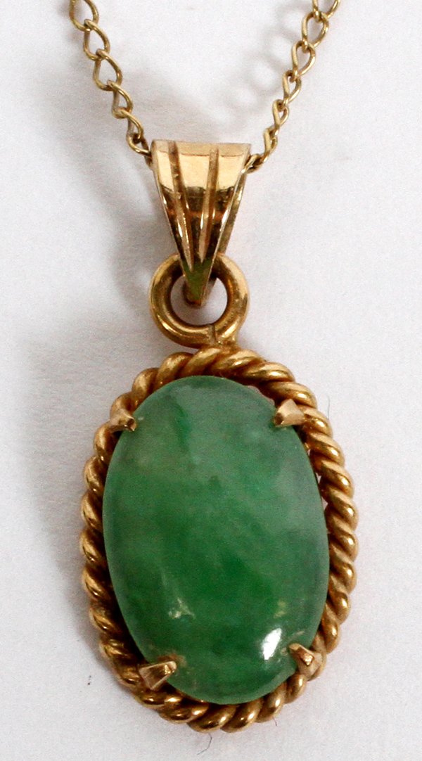 14KT YELLOW GOLD & JADE PENDANT NECKLACE (1 of 1)