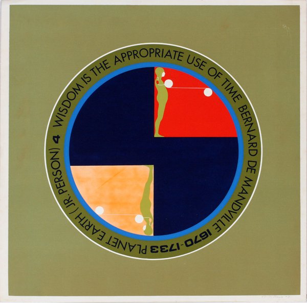 ERNEST TINO TROVA SILKSCREEN: ERNEST TINO TROVA (AMERICAN, 1927-2009), SILKSCREEN, H 24", W 24", "WISDOM IS THE APPROPRIATE USE OF TIME":Signed and dated in the lower right corner. For a high resolution photo