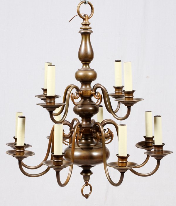 BRONZE 12 ARM CHANDELIER CIRCA 1900 (1 of 4)