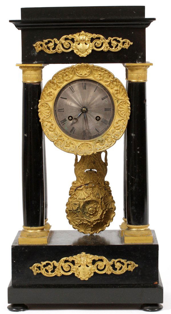 FRENCH EMPIRE MANTLE CLOCK BRONZE ORMOLU CIRCA 1850 (1 of 4)