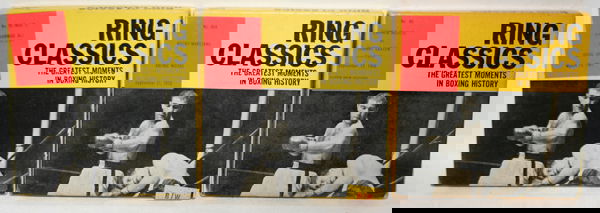 RING CLASSICS INC.BOXING HISTORY 8MM. FILMS: RING CLASSICS INC. "THE GREATEST MOMENTS IN BOXING HISTORY" 8MM. REEL TO REEL FILMS, C. 1970, 21 PCS:collection of films depicting famous fights such as Jack Johnson vs. Stanley Detchel from 1909., Jo
