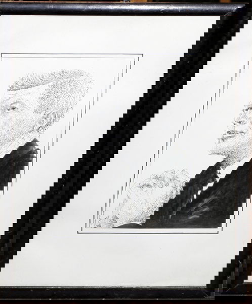 RAMAKRISHNA, UDUPI DRAWING OF JOHN F. KENNEDY: RAMAKRISHNA, UDUPI DRAWING OF JOHN F. KENNEDY 8" X 6":inscribed on back " To Mr. & Mrs. Goodman, With every good wish from Ramakrishna N. Udupi"