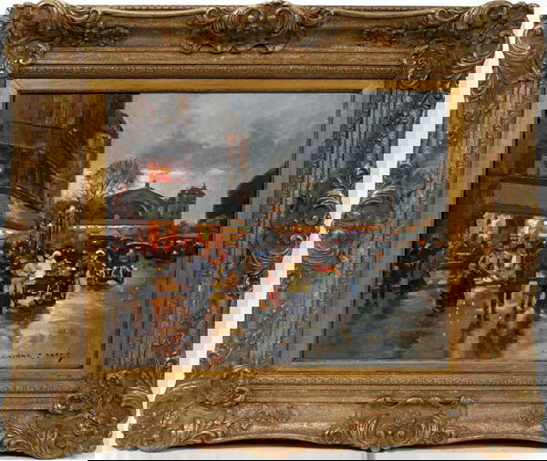 EDOUARD CORTES, OIL ON CANVAS, GARE DE L'EST: EDOUARD CORTES [FRENCH 1882-1969] OIL ON CANVAS, 15" X 18", GARE DE L'EST: