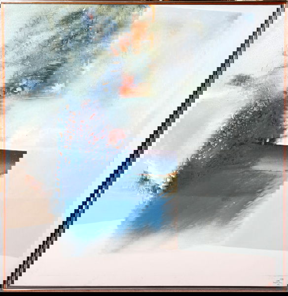 TENG BENG-CHEW, OIL ON CANVAS, ABSTRACT: TENG BENG-CHEW (AMERICAN B.1938), OIL ON CANVAS, ABSTRACT, 1968/69, 46" X 44":Artist signature, stamp, and "68/69" lower right; framed. Received Ph.D. New York University, New York, N.Y, M.F.A. and B.