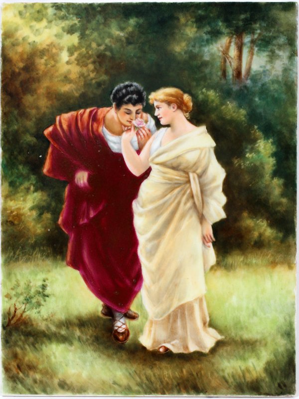 GERMAN HAND PAINTED PORCELAIN PLAQUE 19TH C (1 of 3)