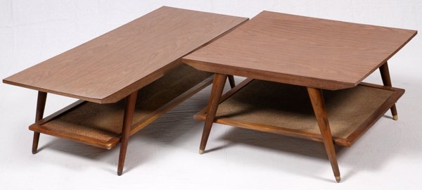 CONTEMPORARY MAHOGANY LAMINATE COFFEE TABLES C1950 (1 of 3)