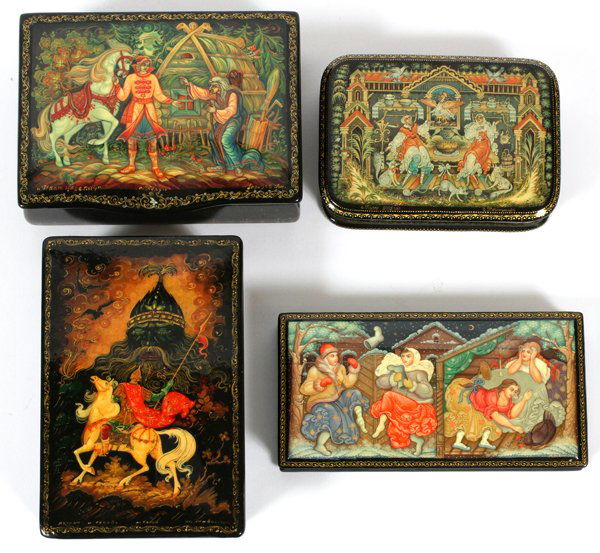 RUSSIAN HAND PAINTED LACQUER BOXES C2000-2009 (1 of 2)