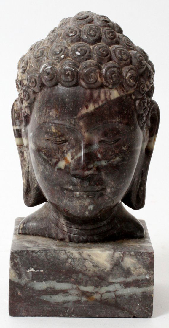 CARVED MARBLE BUST OF BUDDHA (1 of 2)