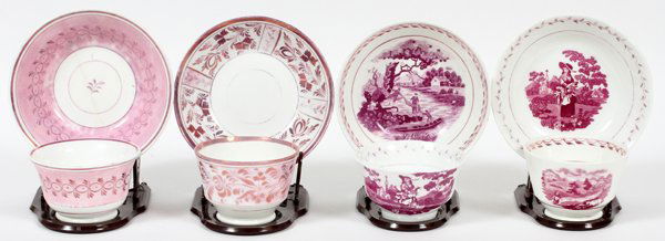 PINK LUSTER PORCELAIN CUPS & SAUCERS 8 PCS (1 of 3)