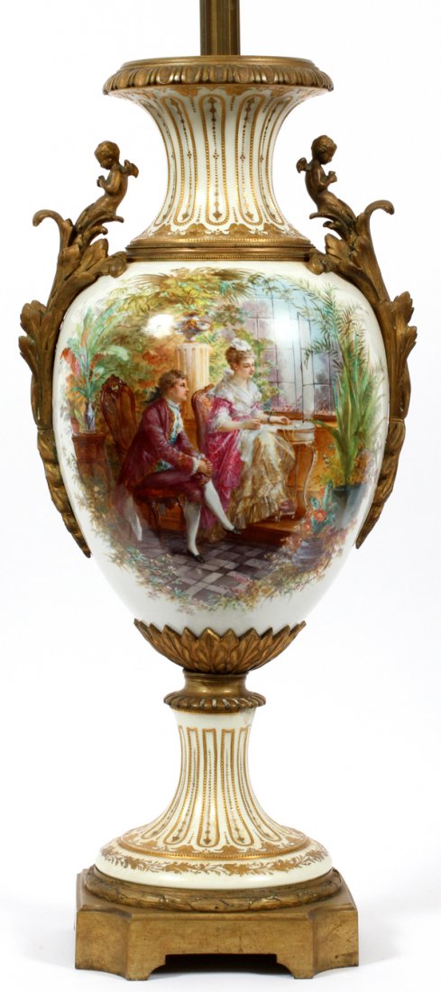 SEVRES HAND PAINTED PORCELAIN BASE TABLE LAMP