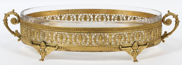 FRENCH EMPIRE BRONZE & CRYSTAL CENTERPIECE BOWL (1 of 6)