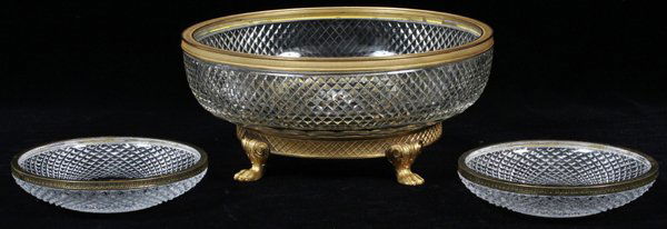 FRENCH CRYSTAL BOWL W/ BRONZE MOUNTS (1 of 2)