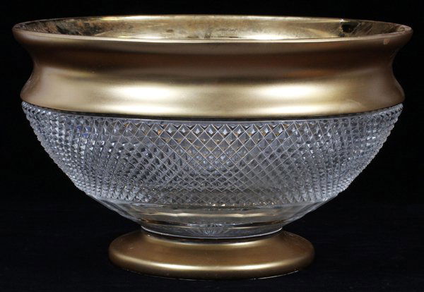 CUT CRYSTAL & FIRED GOLD CENTERPIECE BOWL (1 of 3)