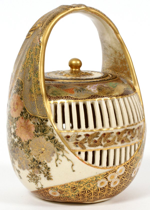 JAPANESE SATSUMA EARTHENWARE CRICKET CAGE
