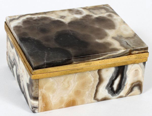 ONYX & GILT METAL-MOUNTED HINGED BOX EARLY 20TH C. (1 of 4)