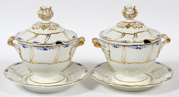 ENGLISH PORCELAIN SAUCE TUREENS W/ STANDS (1 of 4)