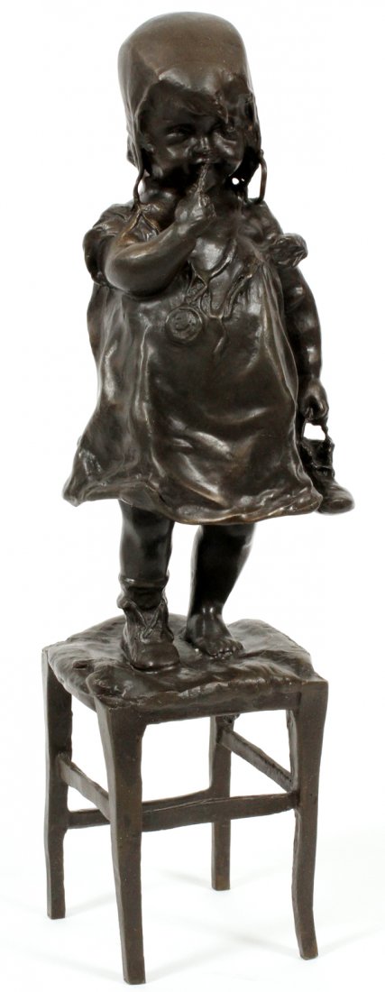 JUAN CLARA BRONZE SCULPTURE OF LITTLE GIRL (1 of 2)