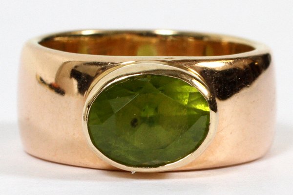 CARLOS DIAZ 14KT ROSE GOLD & PERIDOT RING, SIZE 5 (1 of 2)