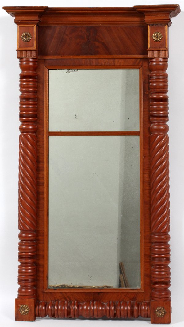 AMERICAN EMPIRE MAHOGANY MIRROR C. 1850 (1 of 2)